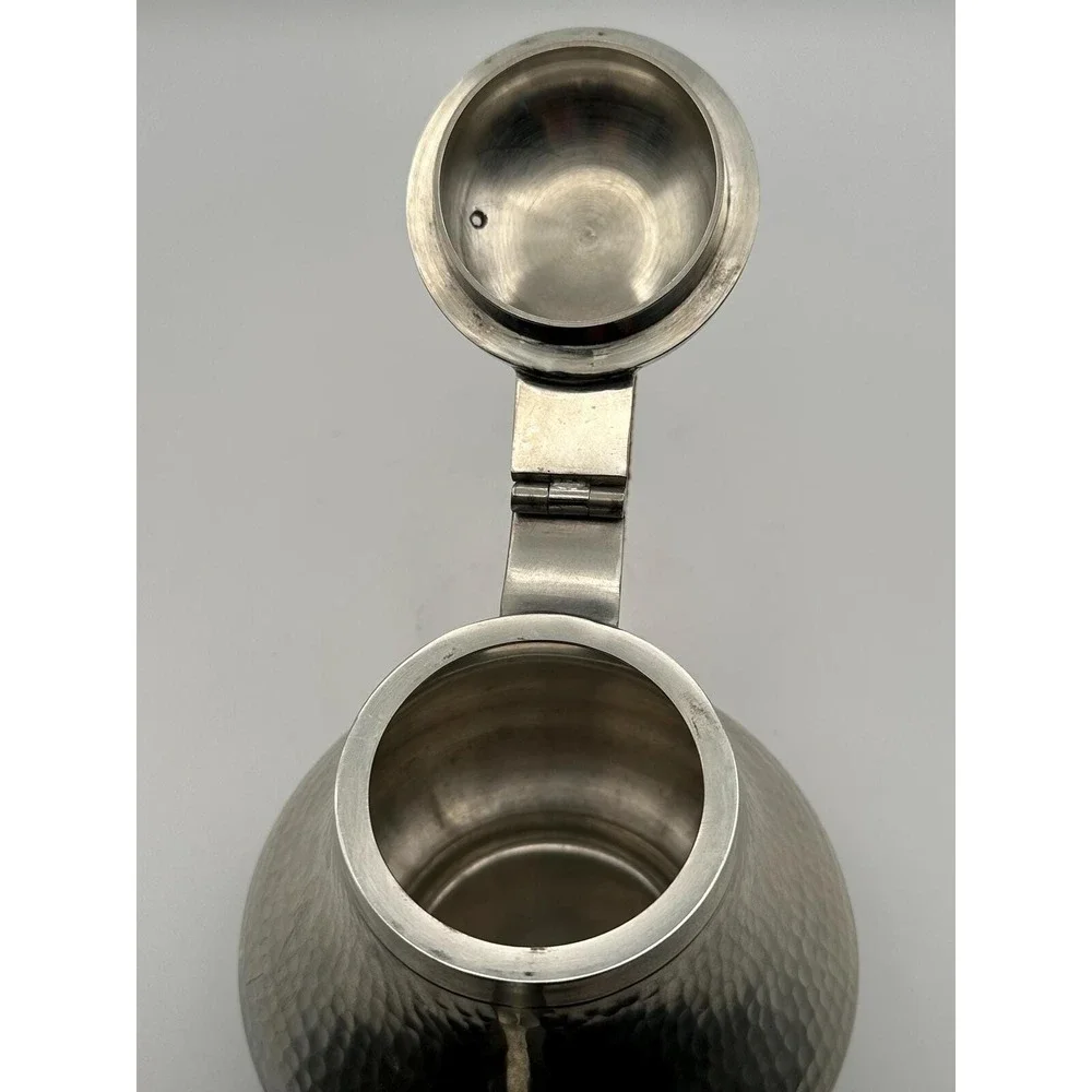 Vintage Hammered Pewter Teapot —  Mid‑Century Metal Teapot